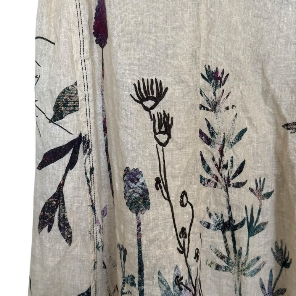 Beate Heymann Street Couture Women’s Sz 6 Maxi Linen Floral Ruffle Fringe Dress - Picture 7 of 9
